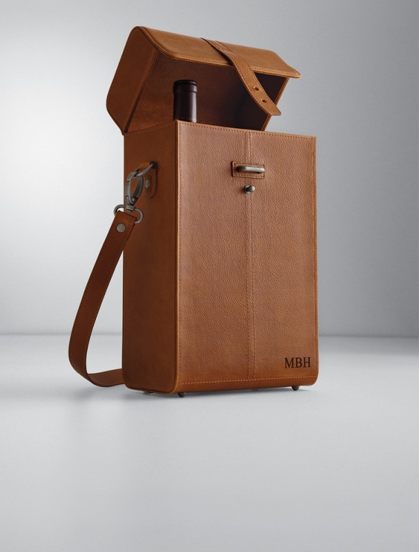 leather wine bottle carrier