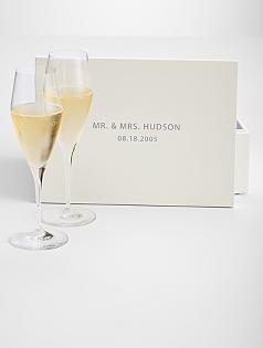 monogram keepsake box + champagne toasting flutes