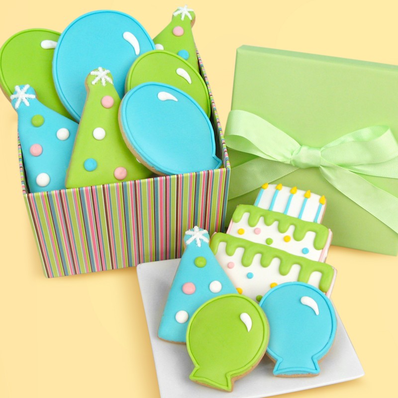 Birthday Box with 9 Hand Decorated Cookies