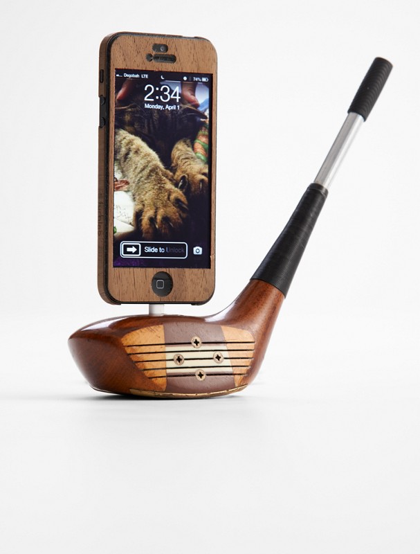wood golf club iphone 5 dock