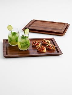 nested wood tray set