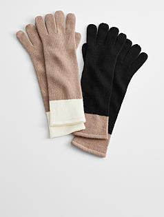cashmere color block gloves
