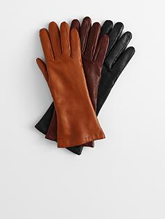 women's leather + cashmere gloves