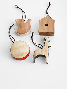 wooden christmas ornaments set of 4