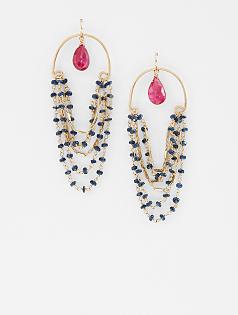 mabel chong sapphire bar link earrings with ruby