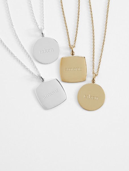amour + taken pendant necklaces