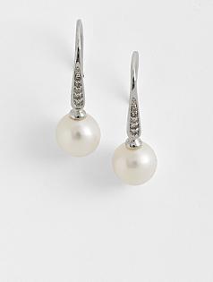 organic pearl + diamond earrings