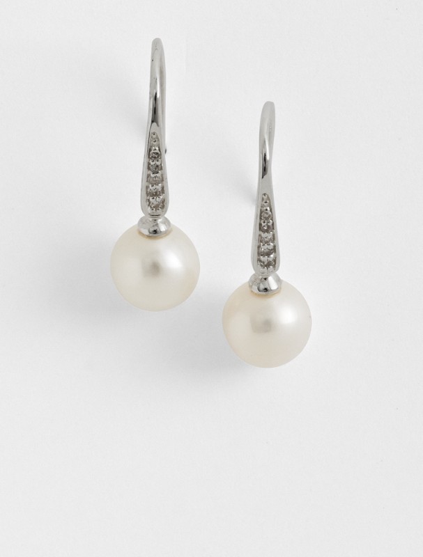 organic pearl + diamond earrings