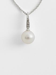 organic pearl + diamond necklace