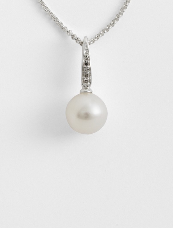 organic pearl + diamond necklace