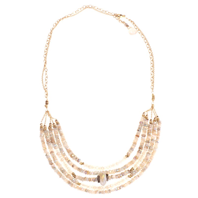 aurora and pearl chalcedony layers necklace
