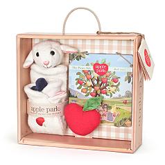 apple park blankie, book & rattle gift crate