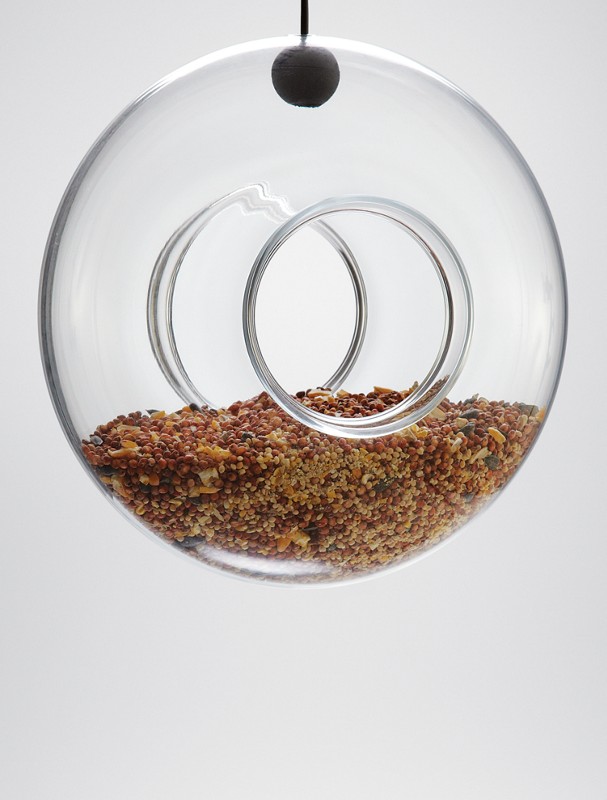 hanging glass bird feeder
