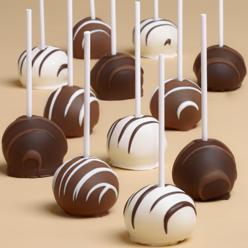 12 Handmade Swizzled Chocolate Cake Pops
