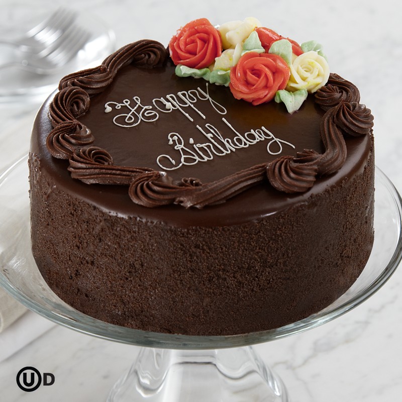 Three Layer Chocolate Happy Birthday Cake