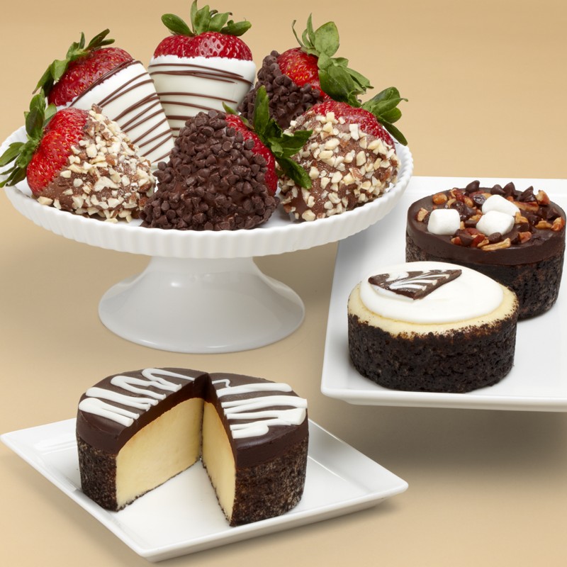 Cheesecake Trio and Half Dozen Fancy Strawberries