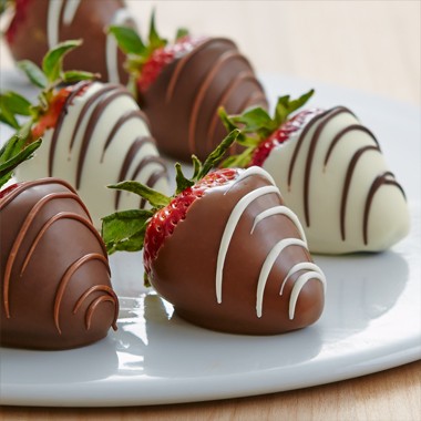 gourmet dipped swizzled strawberries