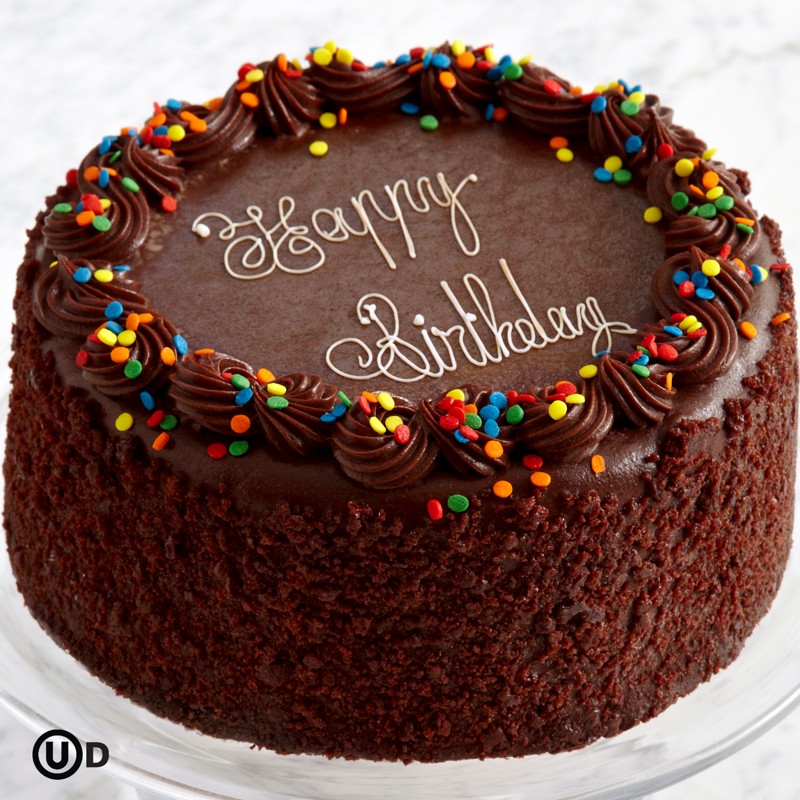 three layer chocolate happy birthday cake