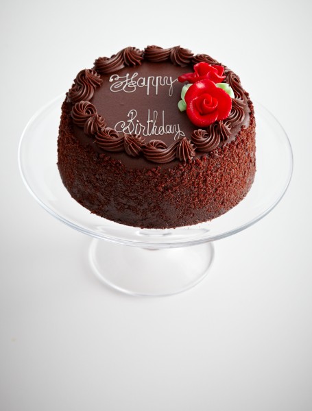 three layer chocolate happy birthday cake