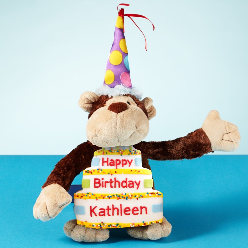 Personalized Happy Birthday Monkey with Giant Birthday Cookie