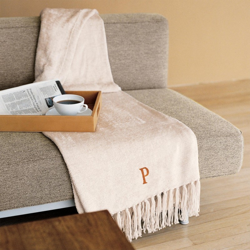 chenille throw - ivory