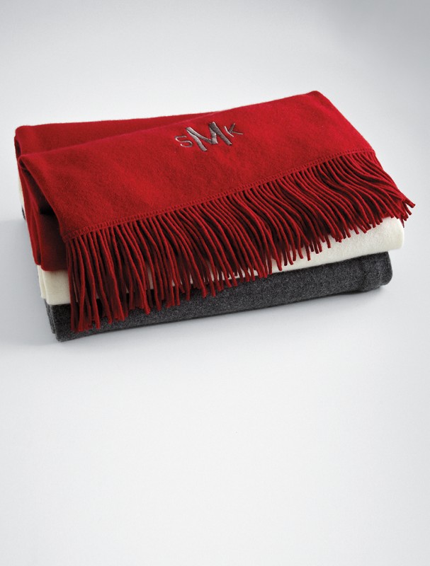 monogrammable cashmere throw