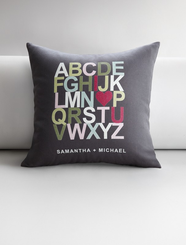 personalized i heart u alphabet pillow cover