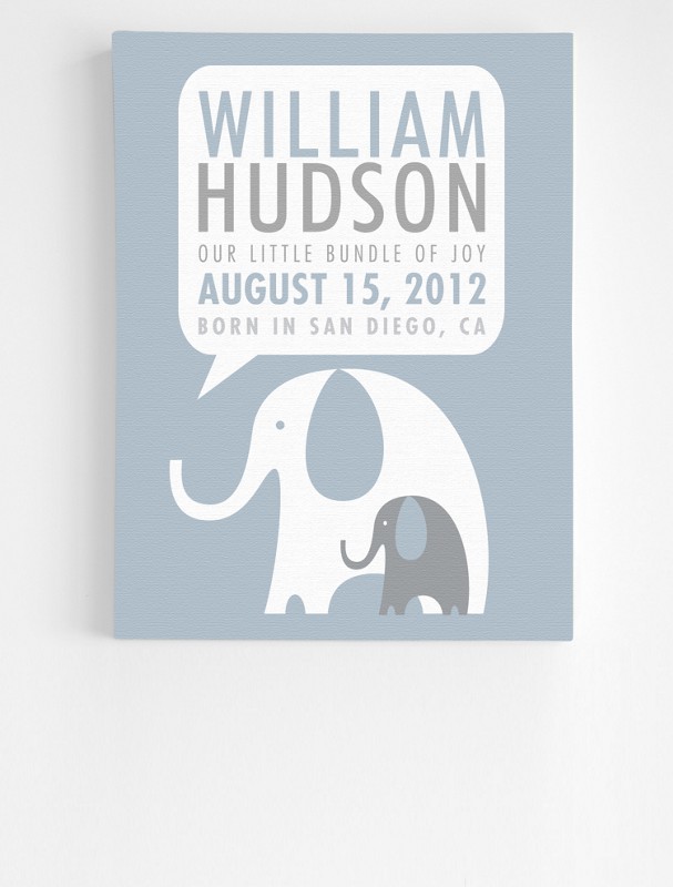 personalized elephant announcement wall art