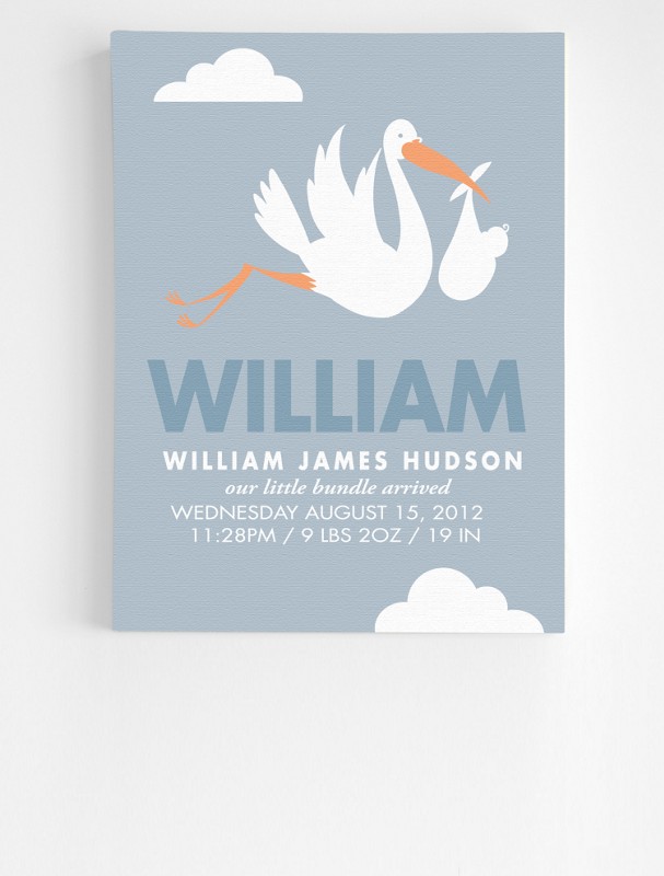 personalized stork announcement wall art
