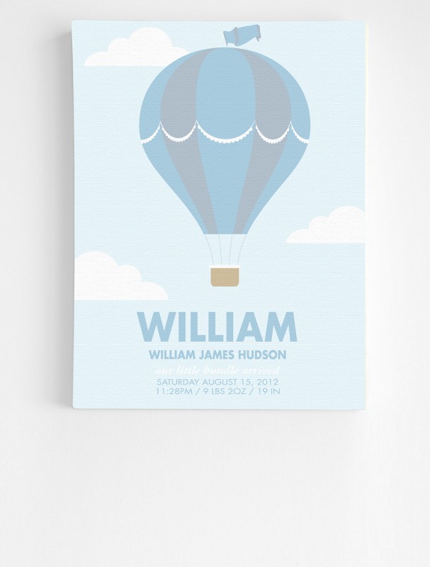 personalized hot air balloon announcement wall art