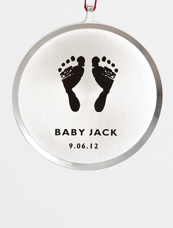 silver plated ornament baby footprints