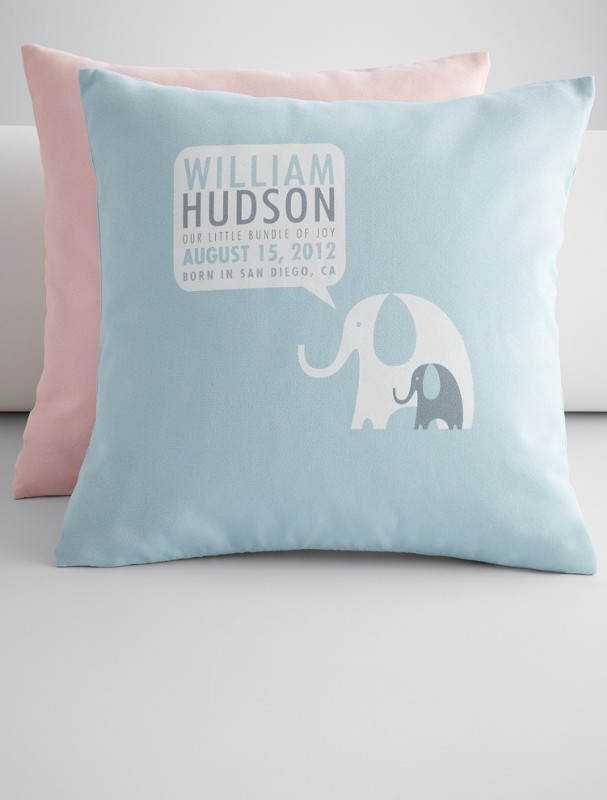 personalized elephant announcement throw pillow cover