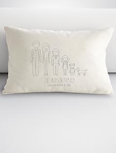 personalized family members horizontal throw pillow cover