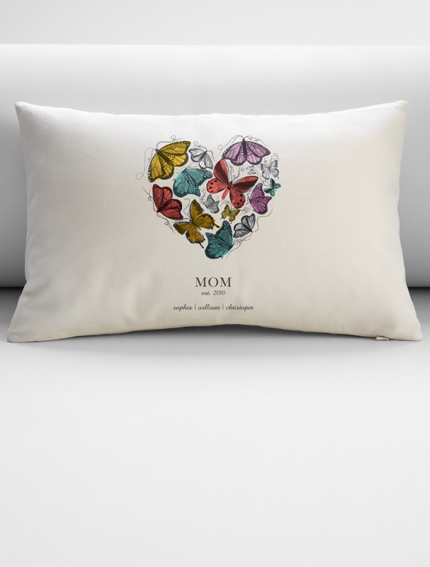 personalized butterfly heart throw pillow cover