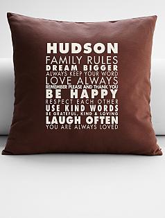 personalized family rules throw pillow cover