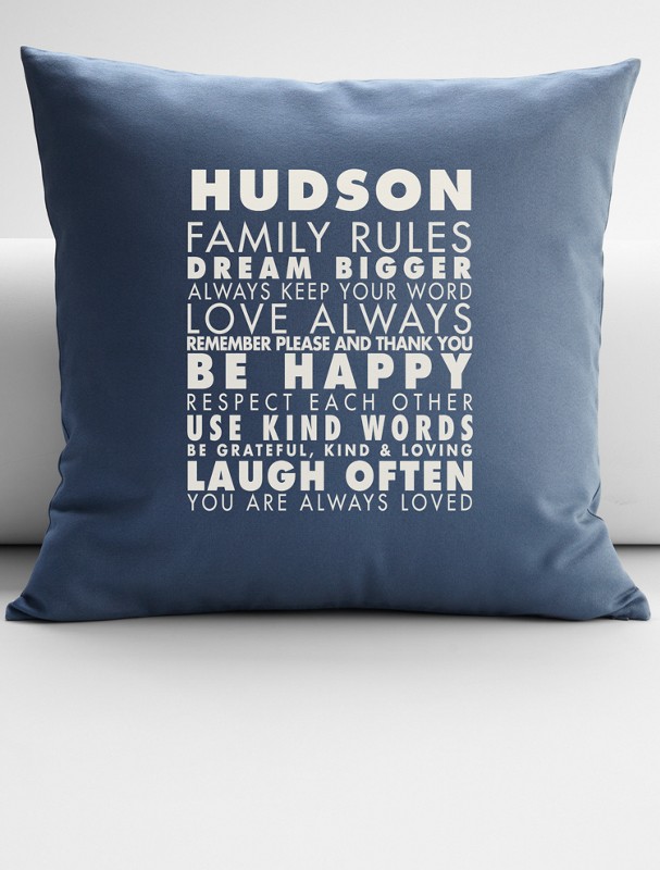 personalized family rules throw pillow cover