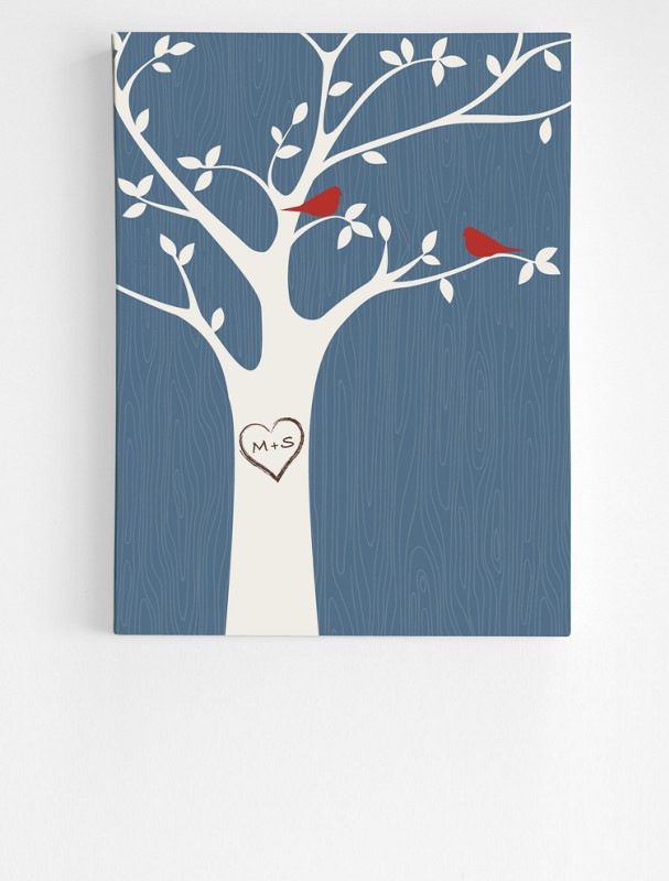 personalized tree initials wall art