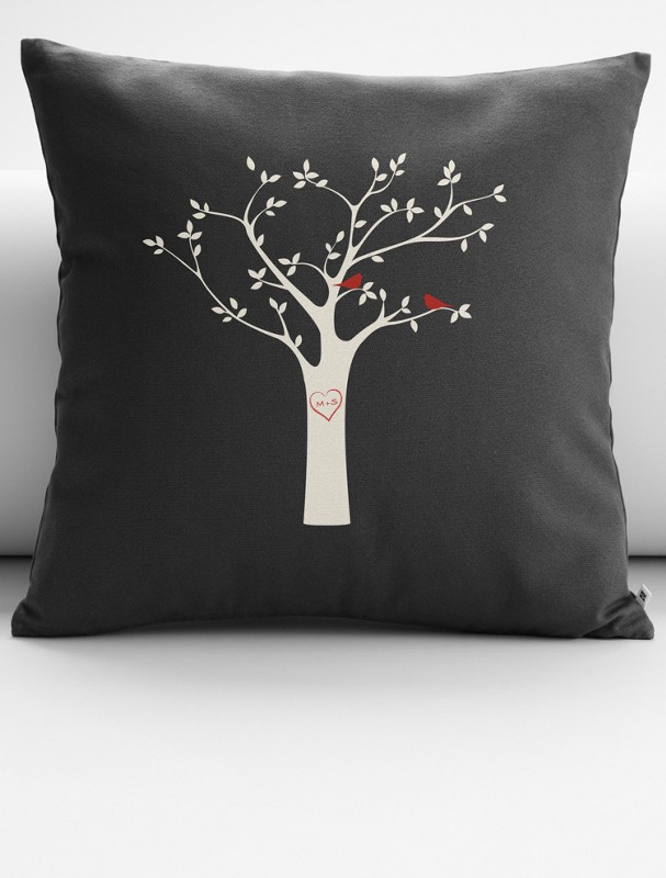 personalized tree initials throw pillow cover