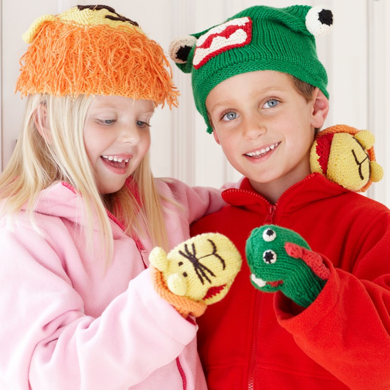 animal puppet mittens + hat