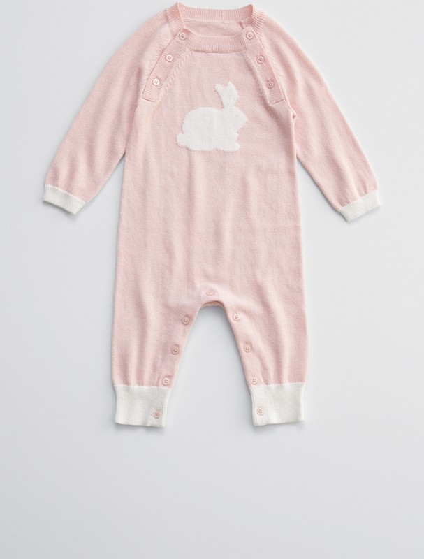 pink bunny cashmere blend baby long johns