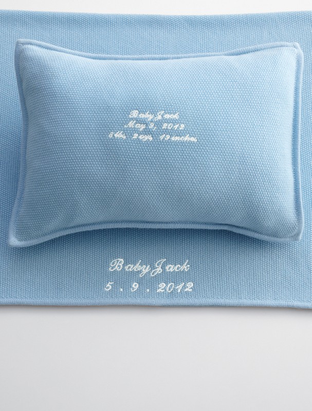 cashmere pillow + blanket blue