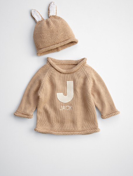 bunny knit baby sweater + hat