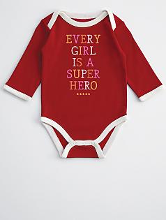 every girl is a superhero baby long sleeve one piece