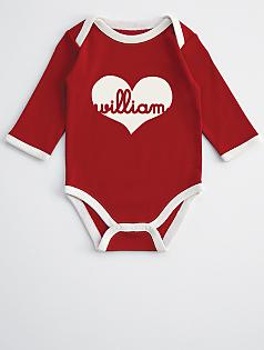 script heart baby long sleeve one piece