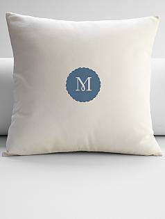 personalized scallop circle monogram throw pillow