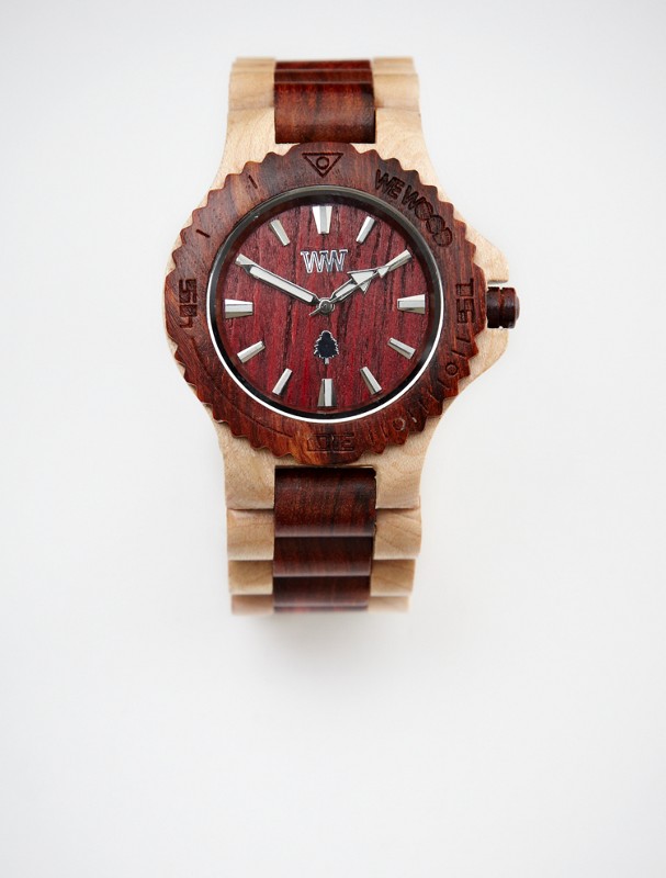 two tone natural wooden watch 