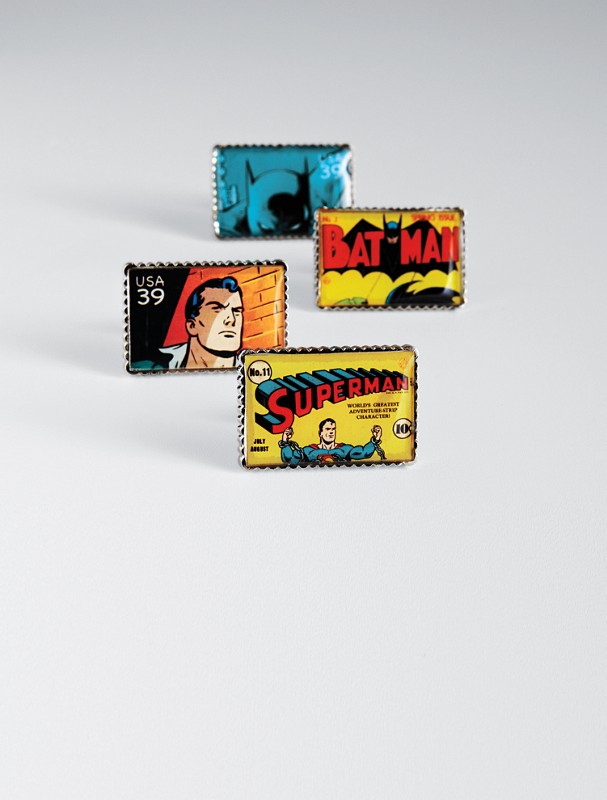 superhero stamp cuff links
