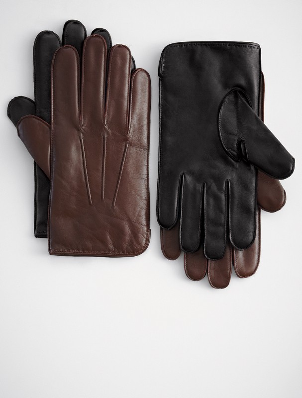 mens leather + cashmere gloves
