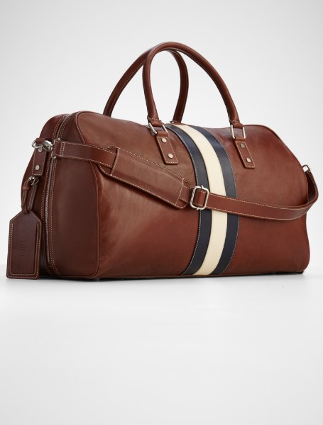 brown leather weekender bag