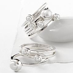 family pearl stacking rings